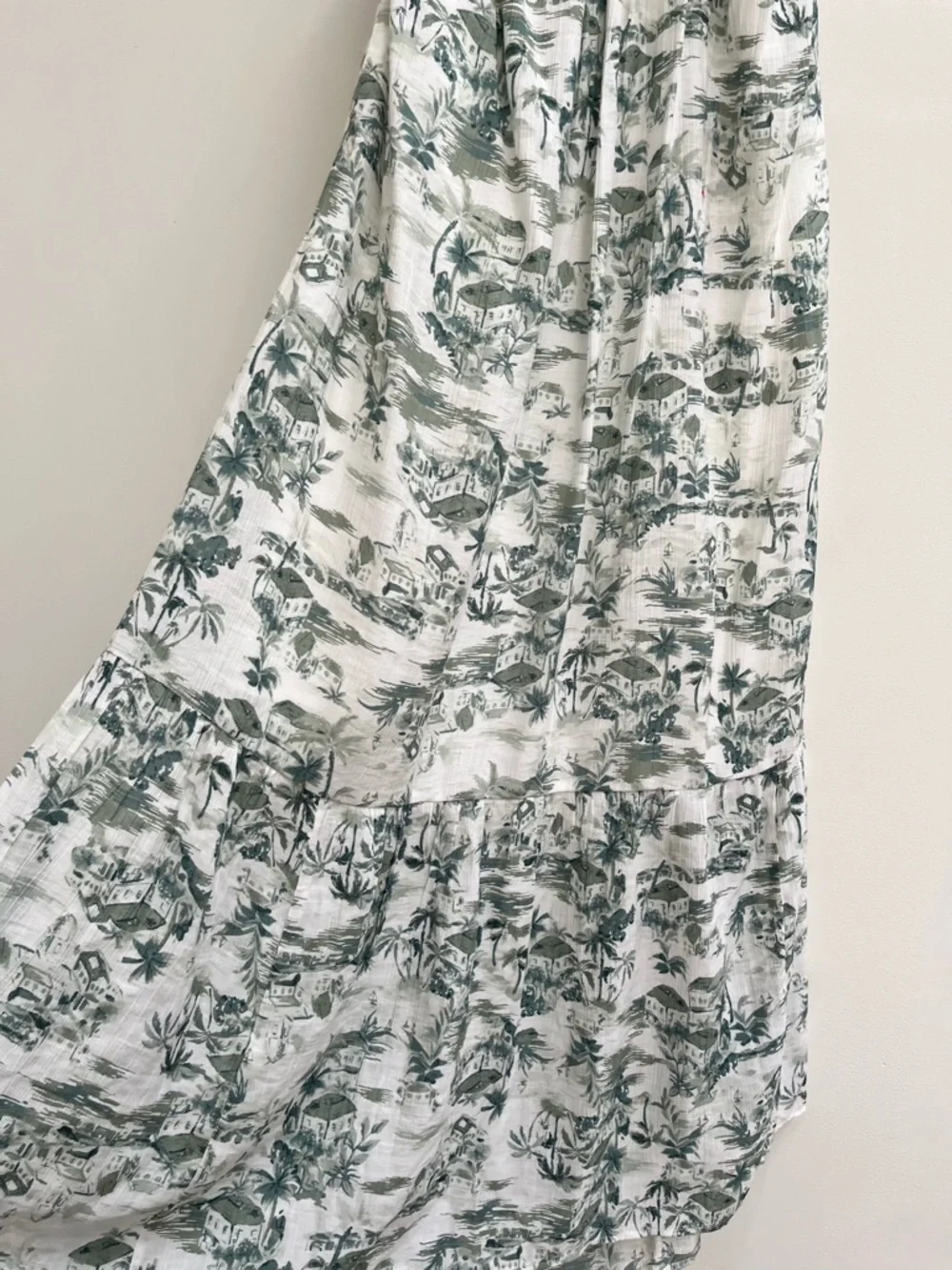 Abercrombie Women's Crinkle Textured Cutout Maxi Dress Green White Toile Large